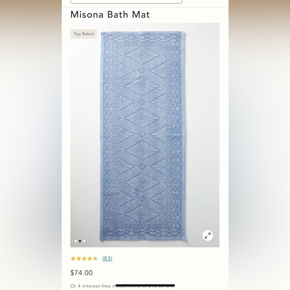 NWT Anthropologie Misona Bath Runner in Blue